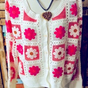 Crochet Floral Lace Sweater